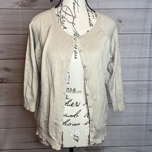 Maurice’s Cream Cardigan - 3/4 Sleeve - Large -A1